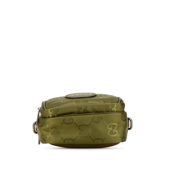 GUCCI GG Nylon Ob the Grit Shoulder Bag 625850 Khaki Green Leather  Women's - Picture 3 of 8